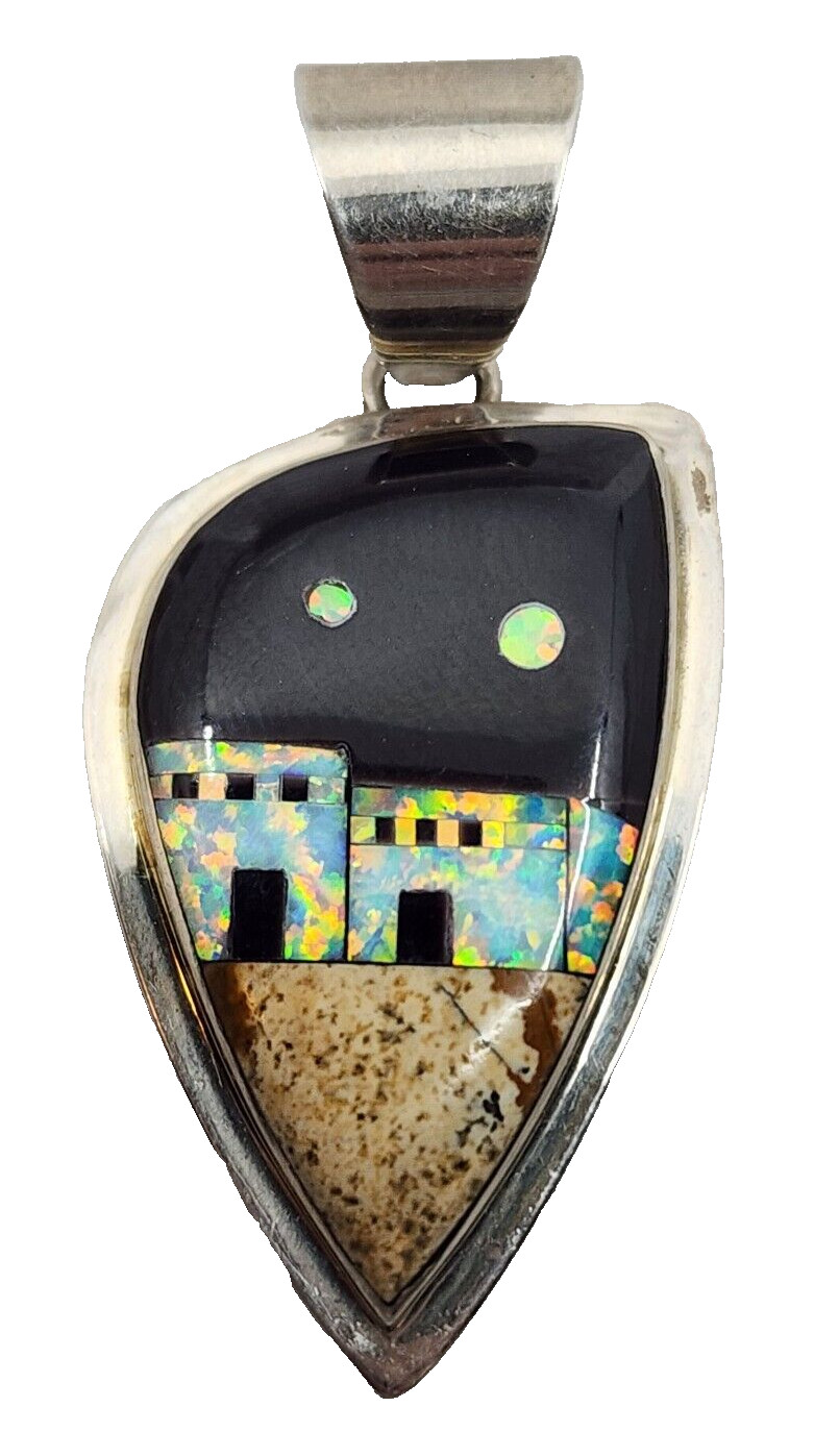 BB Signed Native American Sterling Multi Stone Pu… - image 1