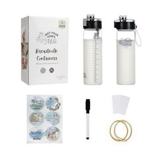 Moose N Otter By Jili 21oz Glass Breast Milk Jars W/reusable Expiration 2pack