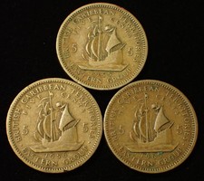 British Caribbean Territories 5 Cents 1955 , 1956 , 1965 Lot of 3 Coins WCA 310