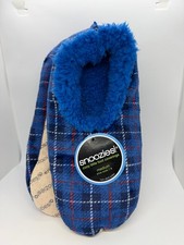 Snoozies Foot Coverings Womens Shoe Size Medium 7-8 Blue Velour Plaid
