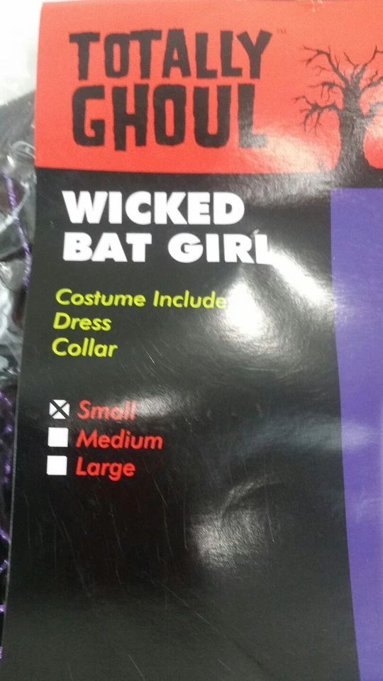 NUEVO CON ETIQUETAS Niñas Totally Ghoul Negro Púrpura Murciélago Malvado Niña Disfraz de Halloween-Pequeño Foto 2 de 4