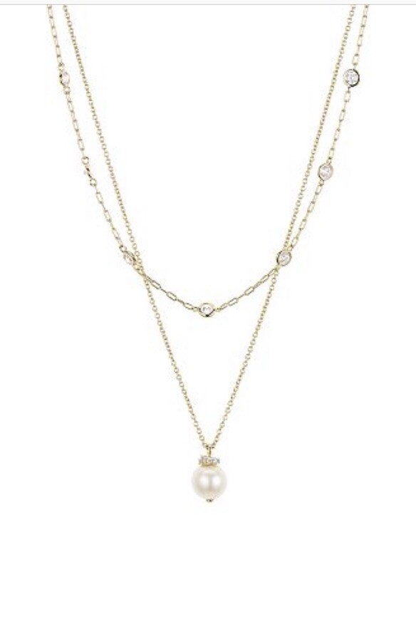 $85 NWT NADRI SUTTON CULTURED FRESHWATER PEARL LAYERED 16” & 18” NECKLACE- JC300