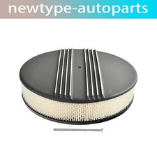 14 Oval Half Finned Aluminum Air Cleaner Set For Chevy Ford Mopar Black