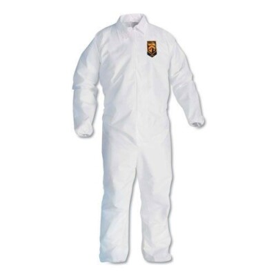 25-PK KIMBERLY CLARK 44313 KLEENGUARD A40 WHITE COVERALLS LIQUID/PARTICLE LARGE