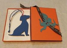 Hermes Petit H Bag Charm Dog Motif Pink Blue Silk Strap Women Accessory With Box