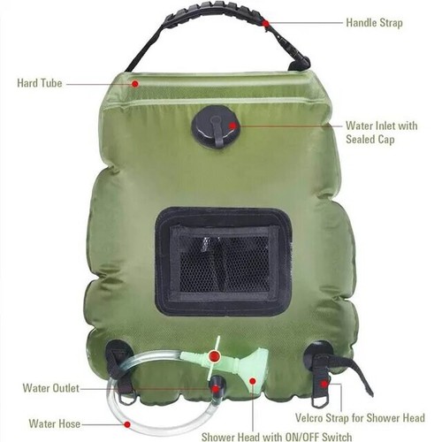 20L Camping Portable Solar Shower Bag Hot Water Durable Clean Hiking Travel Need - Picture 4 of 6