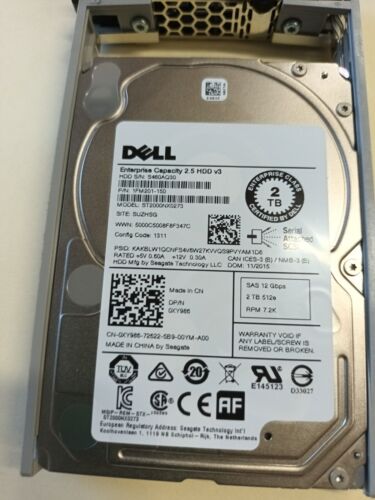 Dell 2TB 2.5" SAS 12Gb/s 7.2K SFF HDD WITH Caddy XY986 1FM201-150 - 第 2/3 張圖片