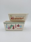 Nantucket Christmas Ceramic Mini Loaf Pans Vintage Ornaments & Santa Set Of Two