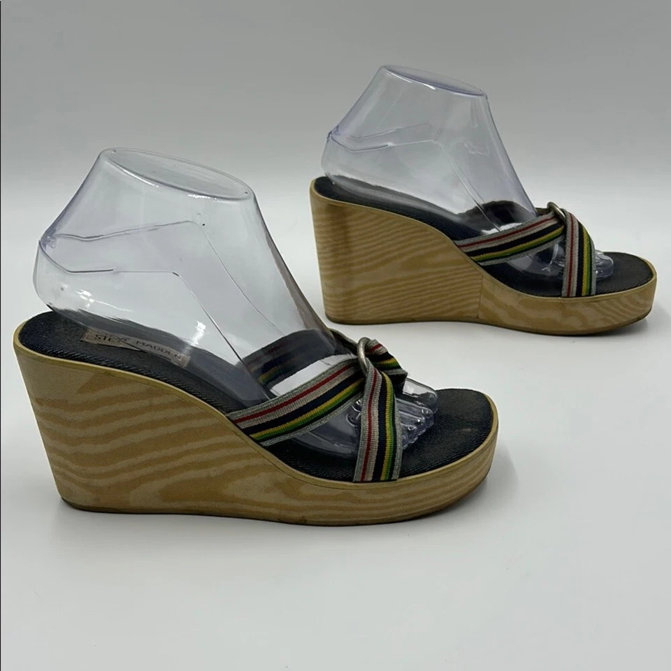 Cuñas de plataforma Y2k Steve Madden 8 correas cruzadas multicolo tostadas sin cordones Foto 3 de 4