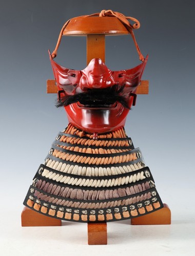 Vintage Japanese Samurai Red Menpo -Wearable- Marutake Product Tsushima - Picture 2 of 17