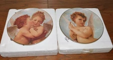 Cherubs of Innocence Angel Plates LOT 2 William Bouguereau First Kiss Love@Rest