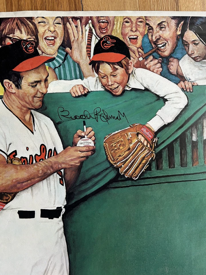 Póster de Norman Rockwell autografiado de Brooks Robinson Foto 2 de 2