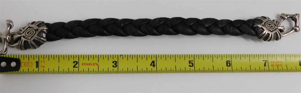 Pulsera Pawn Era Navajo .925 Plata Cuero 2000 Año Palanca Foto 3 de 4