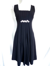 Ann Taylor Loft Sleeveless Front Pleated Embellished Women's Dress Size 4 Black