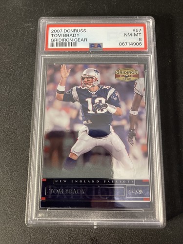 2007 DONRUSS GRIIRON GEAR TOM BRADY #57 NEU ENGLAND PATRIOTS PSA 8 - Bild 2 von 3