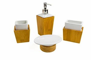 Bamboo Bathroom Accessories Set – Wood Bathroom Set ...