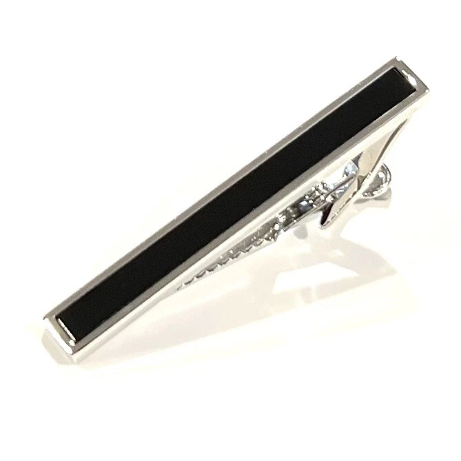 Clip de corbata de piedra negra para hombre cumpleaños boda regalo barra de corbata con caja Foto 3 de 4