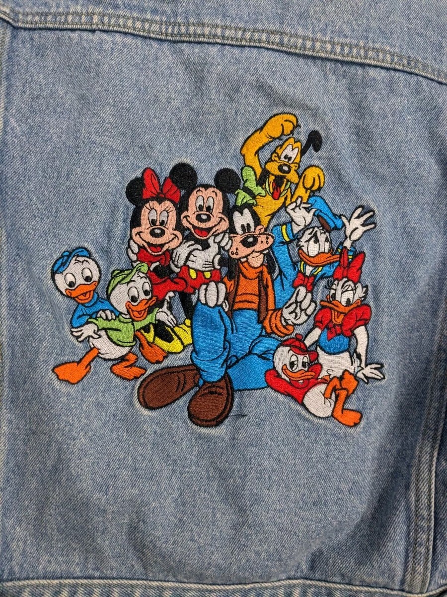 Vtg 90s Disney Mickey Mouse And Friends Jean Jacket Kids L Fits