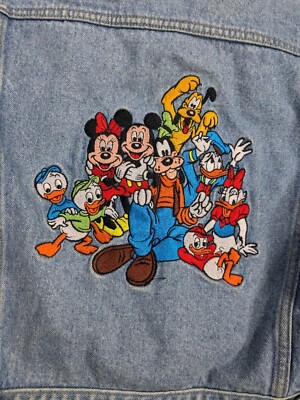 Vtg 90s Disney Mickey Mouse And Friends Jean Jacket Kids L Fits