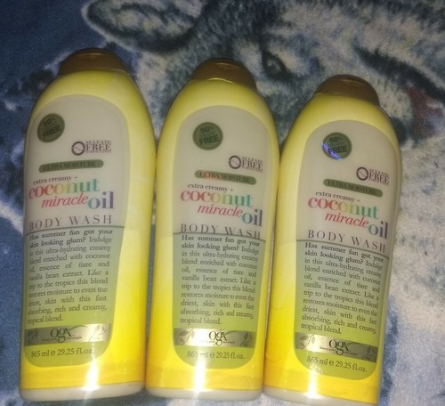 3 OGX Extra Creamy + Coconut Miracle Oil Ultra Moisture Body Wash 29.25 Ounce - Picture 1 of 2