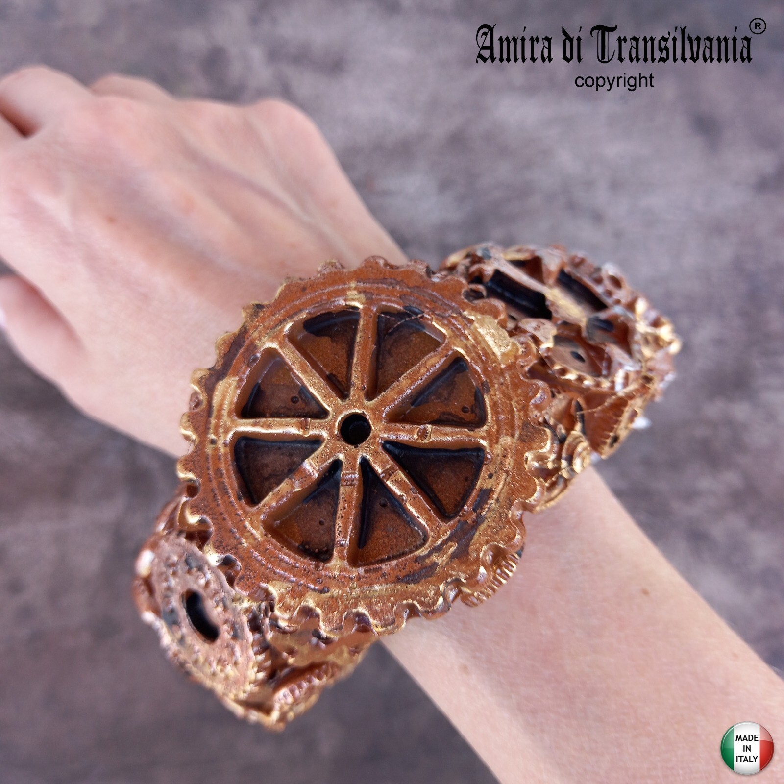bracciale rigido donna gioiello steampunk rock accessori simbolo celtico vikingo