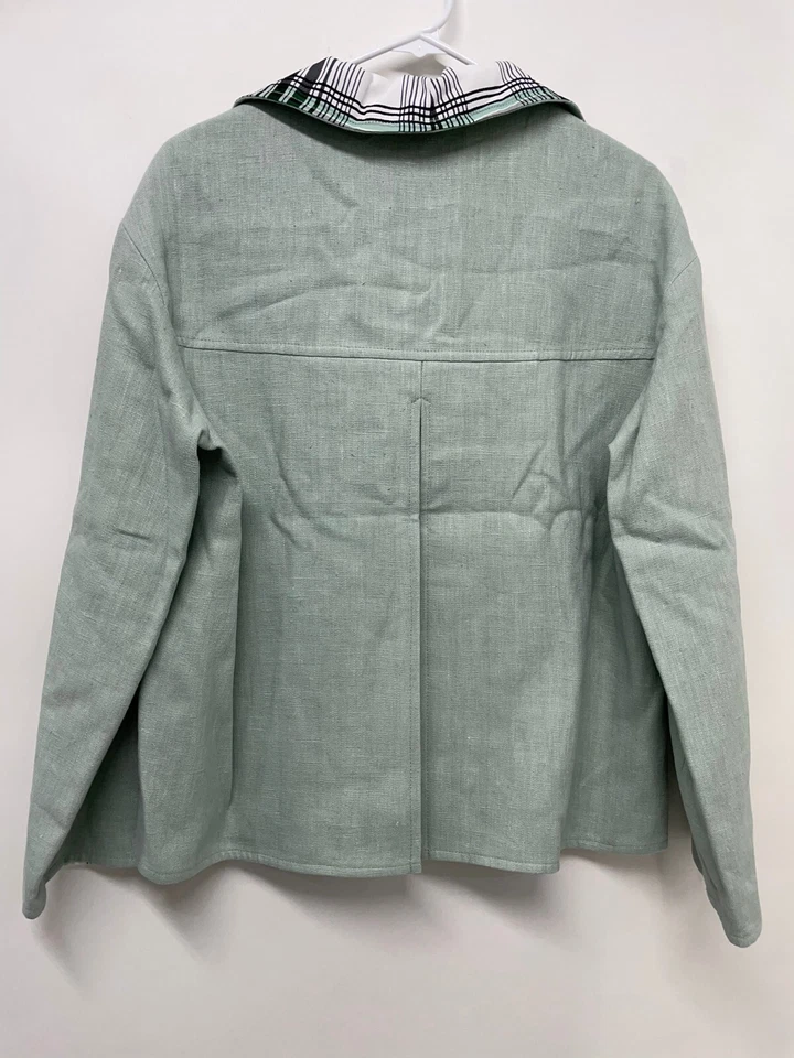 Akris Punto Womens 8 Reversible Linen Jacket Mint Green Plaid Blazer - Image 3 of 4