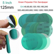 125mm Green Hook & Loop Sanding Disc Polyester Film Sandpaper Pad 40-2000 Grit