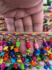 1 - 2 metre Remnants Multicolour Rainbow Pom Pom Tassel Trim Fringe lace Ribbon