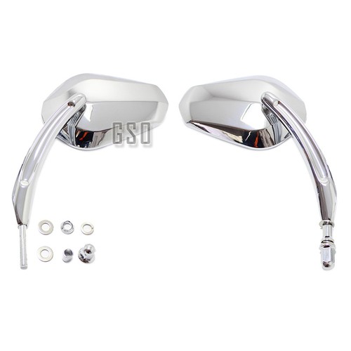 MOTORCYCLE WING MIRRORS METAL PLASTIC CHROME TAPERED FOR HARLEY