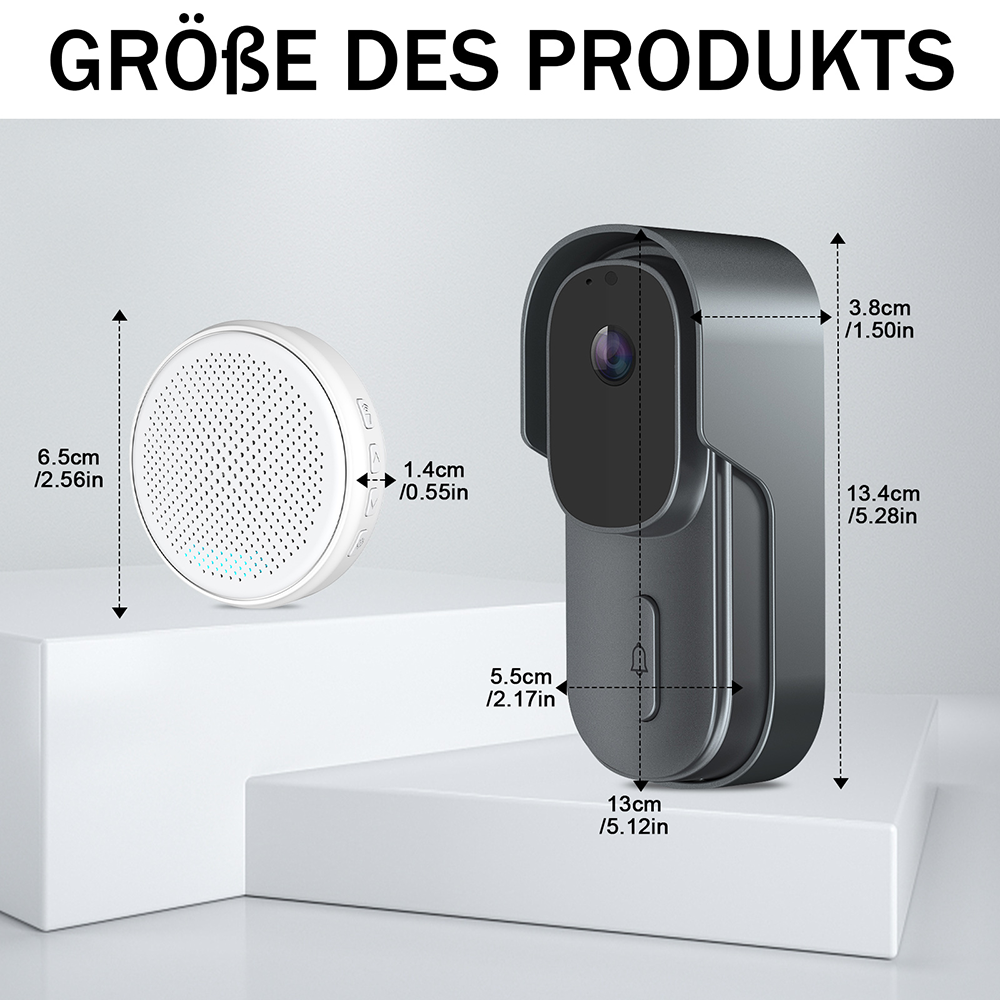 Wiederaufladbare Funkklingel Mit 1080P Kamera | Nachtsicht & Gegensprechanlage Für Deine Haustür