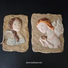 Demdaco Angel "Protection" & "Kindness" 3D Wall Hanging N. Carter Inspirational