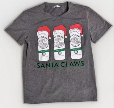 Ugly Christmas Shirt ~Santa Claws~ White Claw~Funny Festive Holiday Womens Med