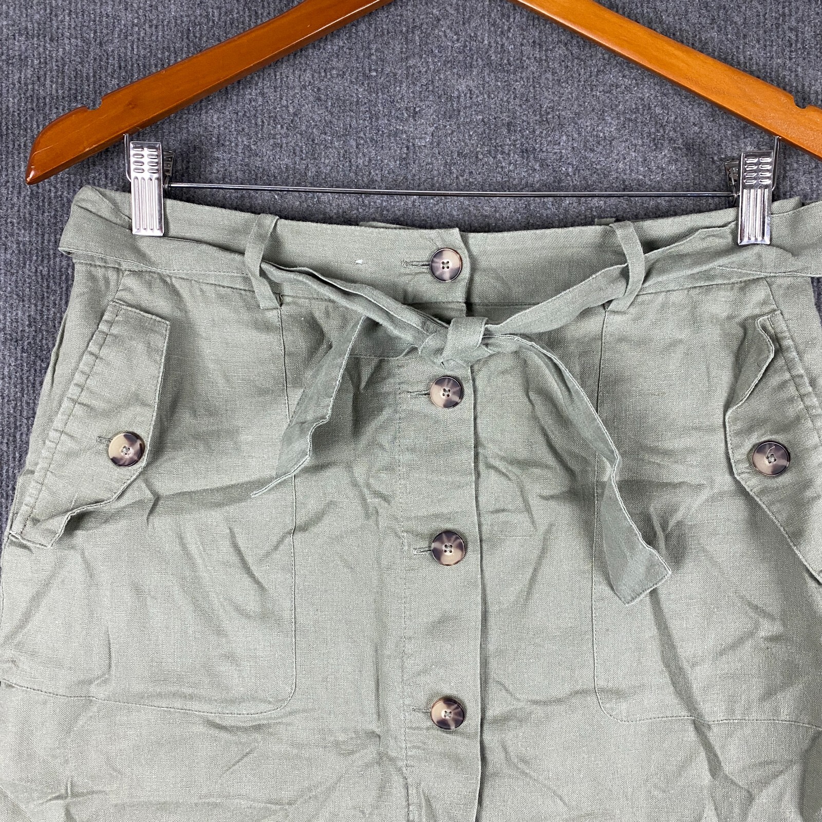 Sportscraft Skirt Womens 8 Green Pencil Straight 100 Linen Formal