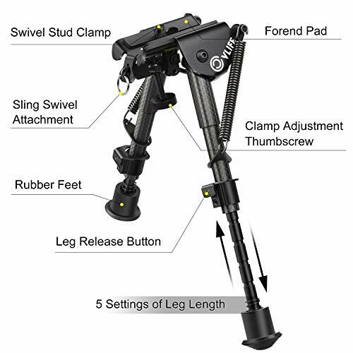 CVLIFE Carbon Fiber Rifle Bipod with Mlok Mount Adapter 69 Inches for