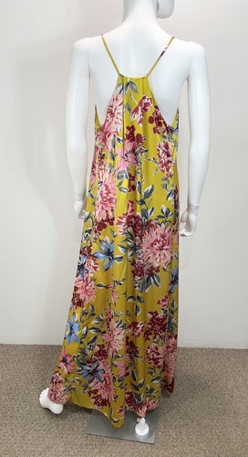 nicole miller Spaghetti strap Mustard Yellow floral Dress Size 8 With Pockets - Picture 3 of 5