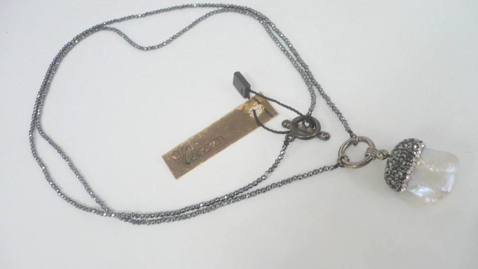 Collar Largo Diseñadora Patrimonial Elise Marie M Perla Barroca Estrás WOW NUEVO CON ETIQUETAS Foto 3 de 4