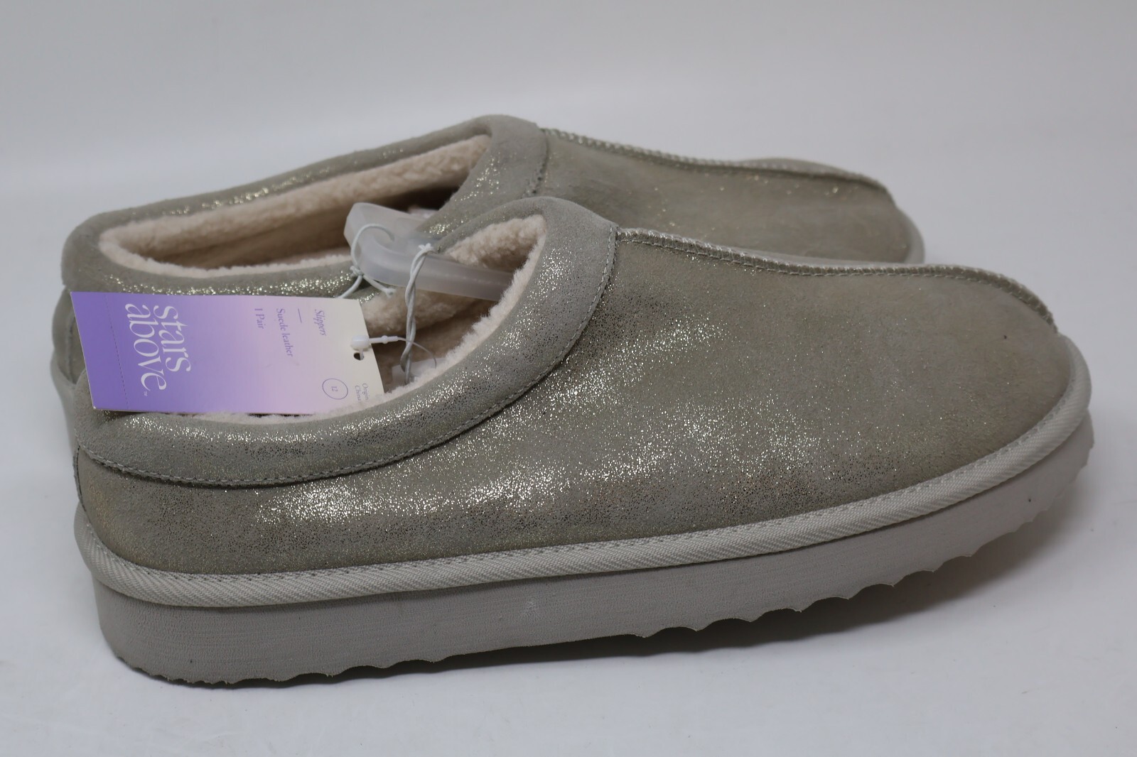 PANTOFOLA D’ORO Ciabatte donna Amira scamosciate zoccoli stelle sopra oro metallizzato TAGLIA 12 nuove con etichette