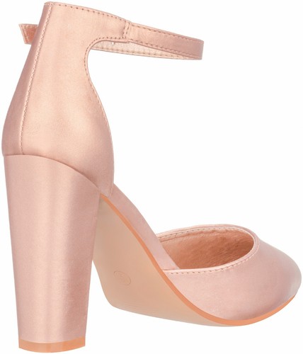 NEW Women's Point Toe Chunky Heeled Pumps Ankle Strap Pumps High Heel Pump - Imagen 48 de 51