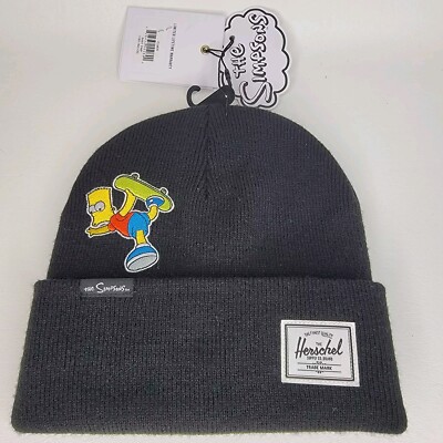 Herschel Supply Bart Simpson Hat Cap Knit The Simpsons Black BRAND NEW with tags