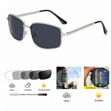 Bifocal Men Rectangle Bifocal Transition Photochromic Reading Glass +1.0 ~+3.0