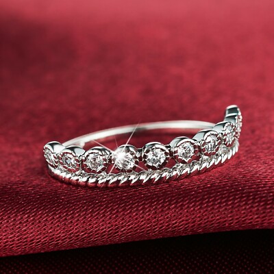 18k white gold gf made with swarovski crystal ring bobble string stack fashion