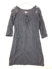 Garnet hill lace overlay leaf 3/4 sleeve shift dress grey size 4 small