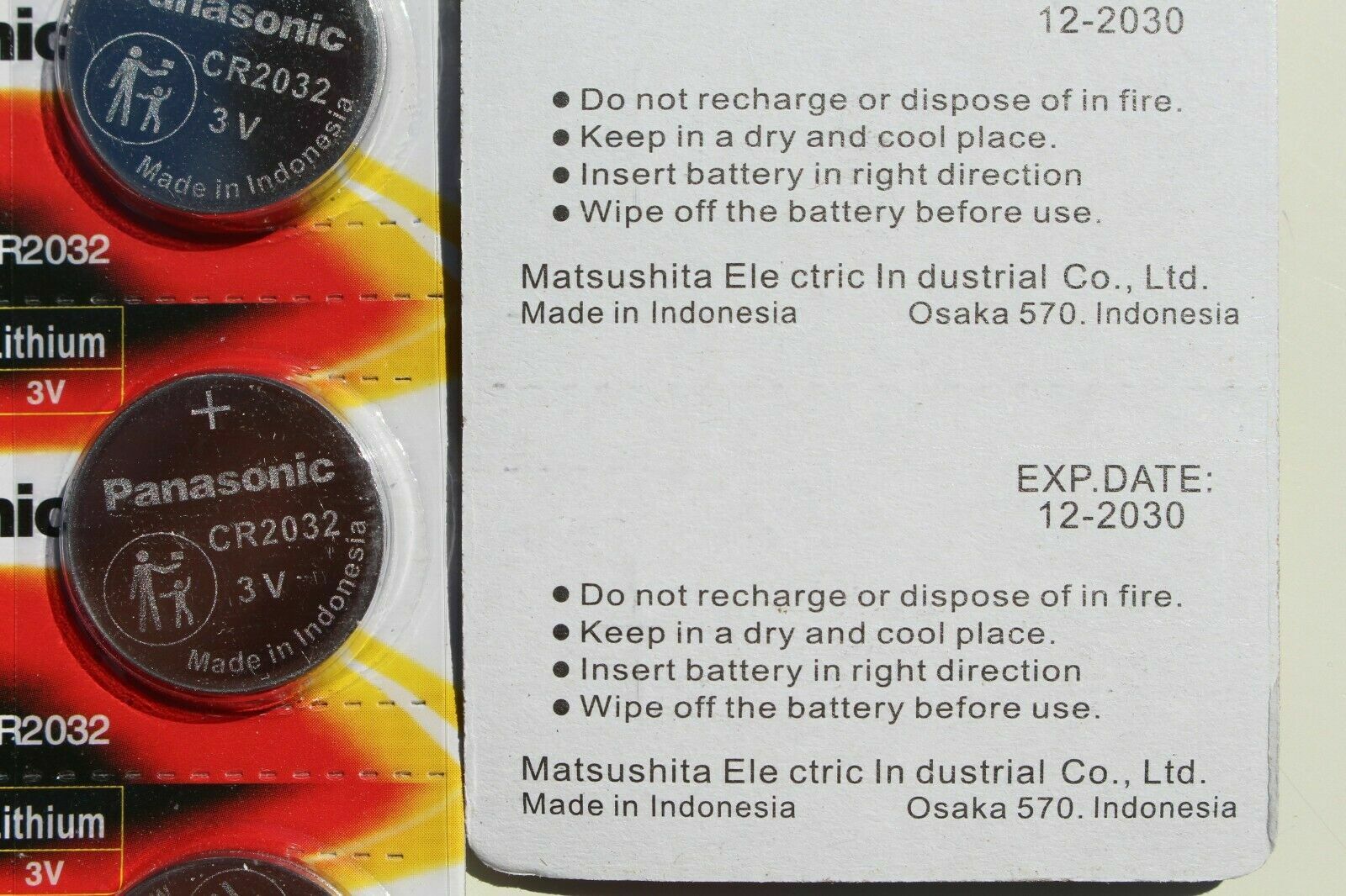 Panasonic CR1220 1616 1620 1632 2025 2032 2354 2430 2450 2477 3032 Li