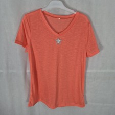 Ladies Top Size L 12 14 Coral Orange Stretch Jersey Casual Day Star