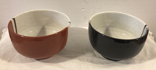 2er Set Japanische Keramik Schüsseln 5" x 3,5" Braun/Weiß und Schwarz/Weiß Neu in Box - Bild 6 von 12