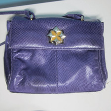 Vintage Susan Gail Purple Snakeskin Crossbody Bag  7.5 X 6 X 1.75  Gold Hardware