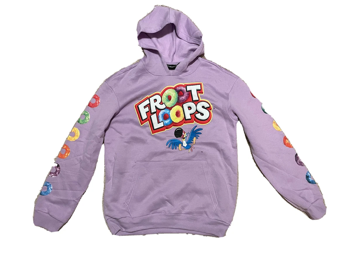 NEW Kelloggu0026#039;s Froot Loops Hoodie Fruit Loops Sweatshirt Purple Adult  Size M NEW | eBay