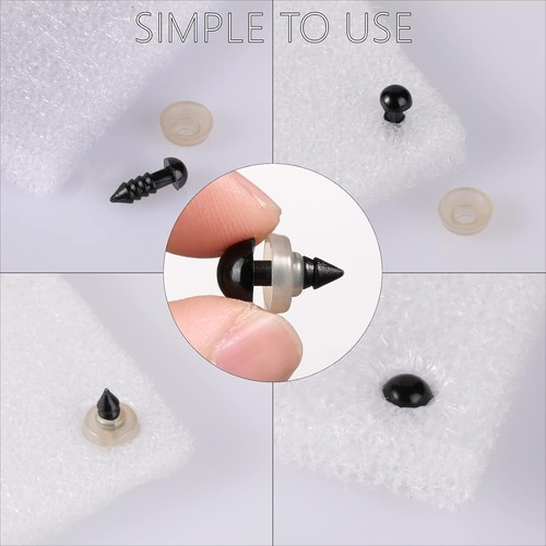 700 Pcs Black Plastic Crochet Safety Eyes with Washers for 6-14mm Stuffed New - 第 6/6 張圖片