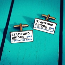 Image of Chelsea Football Stadium Cufflinks. Stamford Bridge. Gift for him. Groomsmen.