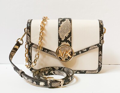 MICHAEL KORS CARMEN MD CONVERTIBLE SHOULDER FLAP BAG EXOTIC LIGHT